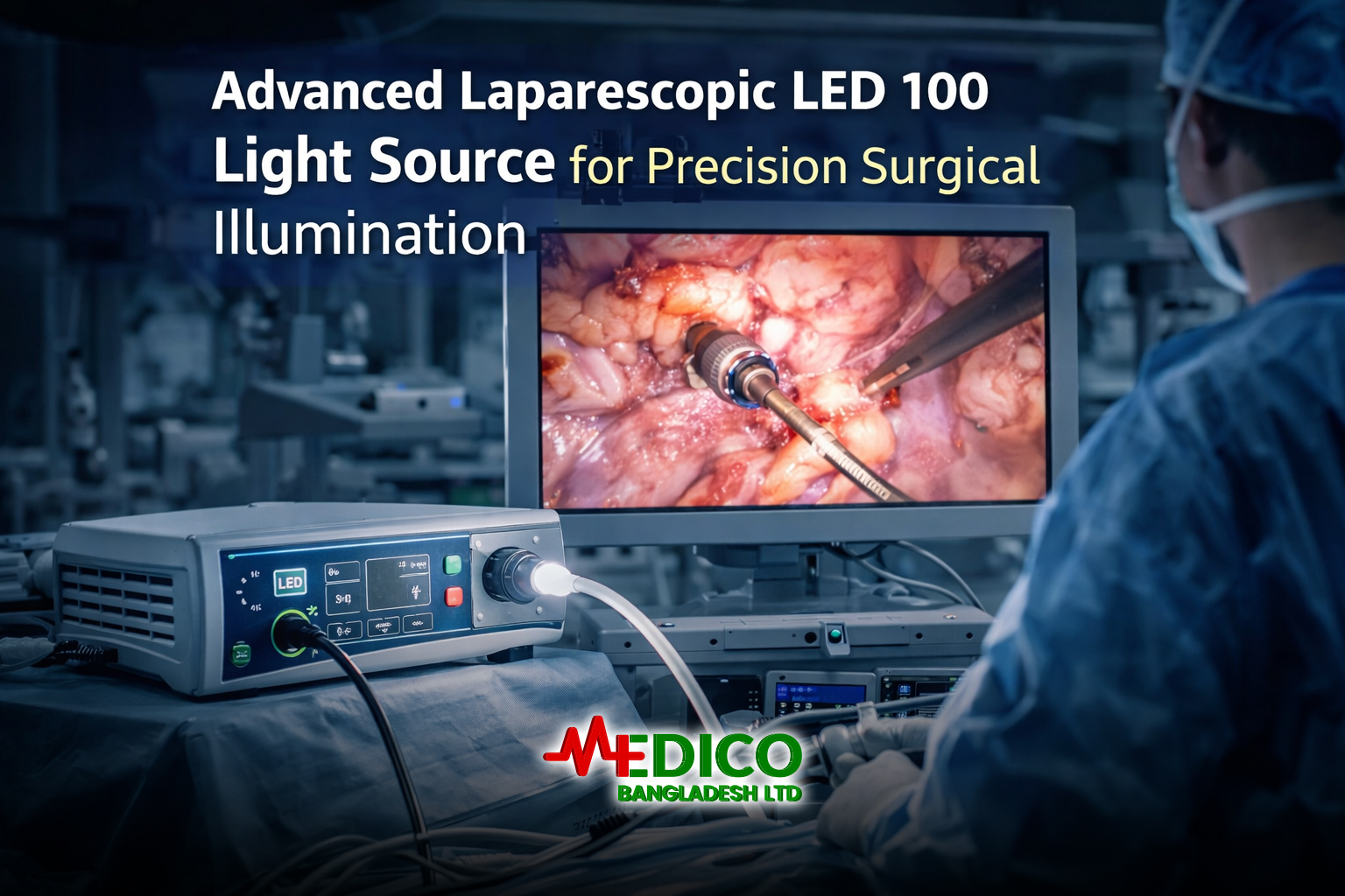 Laparoscopic LED 100 Light Source for Precision Surgical Illumination